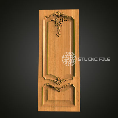 Victorian Door Panel STL File for CNC Router - Detailed Wood Carving Design for Elegant Home Entrance Decor
