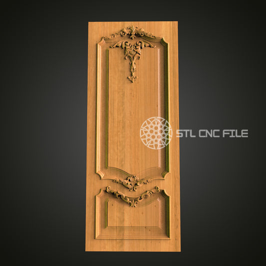 Victorian Door Panel STL File for CNC Router - Detailed Wood Carving Design for Elegant Home Entrance Decor