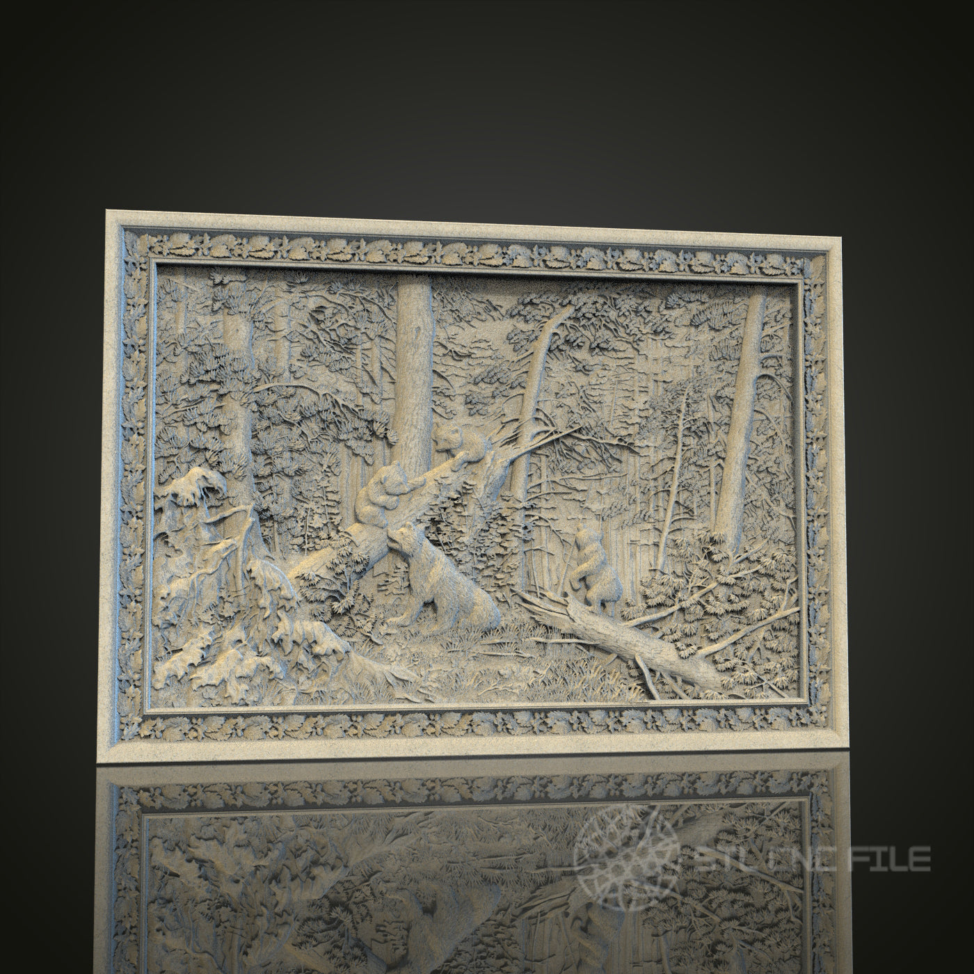 Forest Wolves 3D STL File, CNC and 3D Printer Model, Wildlife Art, Artcam Aspire, Nature Scene Wall Decor