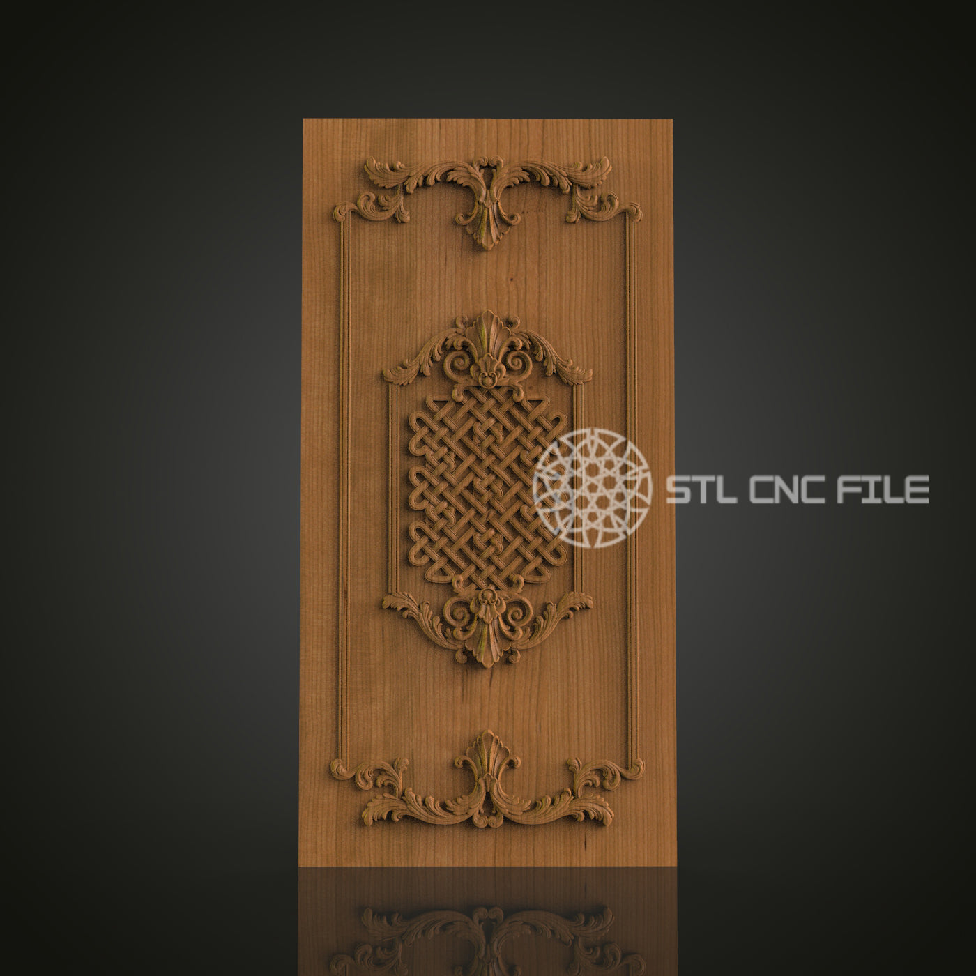 Intricate 3D Carved Ornate Door Panel STL File for CNC and 3D Printing - Decorative Relief Art, Home Decor, Digital Download