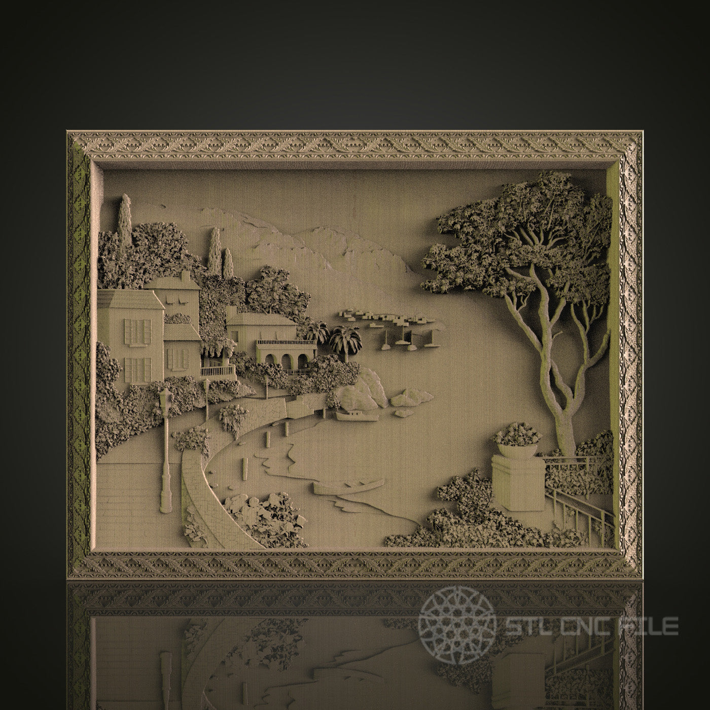 Scenic Landscape Relief Panel for CNC and 3D Printing - STL File