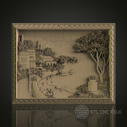 Scenic Landscape Relief Panel for CNC and 3D Printing - STL File