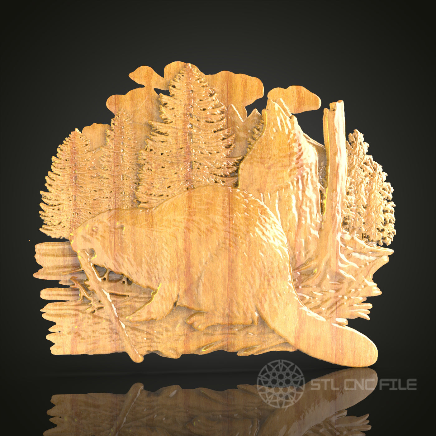 Forest Beaver 3D STL Model for CNC Router - Nature-Inspired Wood Wall Art, CNC Files for Artcam, Aspire