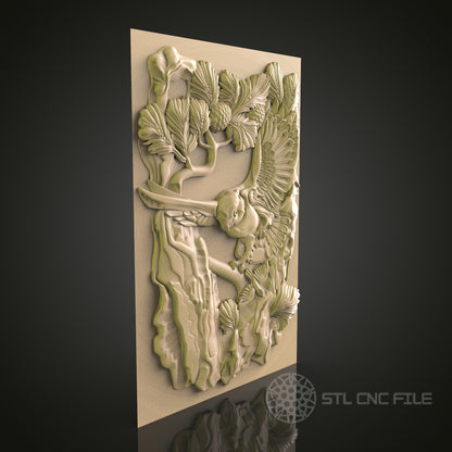 Detailed Owl and Forest Scene STL Model for CNC Router and 3D Printer | Wood Wall Art Decor