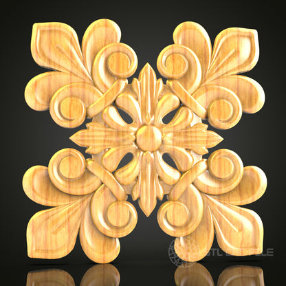 Floral Symmetrical Medallion STL Model for CNC Router, Compatible with Artcam, Aspire - Decorative Wood Carving