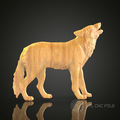Wolf 3D STL Model for CNC Router - Wild Animal Wood Carving Digital File, Nature Art Decor