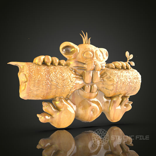 Whimsical Rat 3D STL Model for CNC Router - Playful Wood Art, CNC Files for Artcam, Aspire