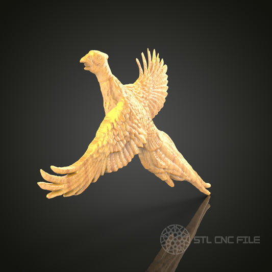 Majestic Pheasant 3D Model for CNC Router - Artcam, Aspire, STL Files, Bird Sculpture