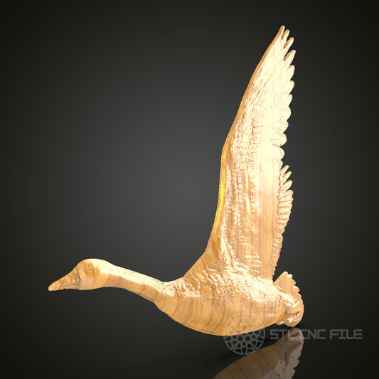 Graceful Goose in Flight – CNC Router STL File for Wood Carving