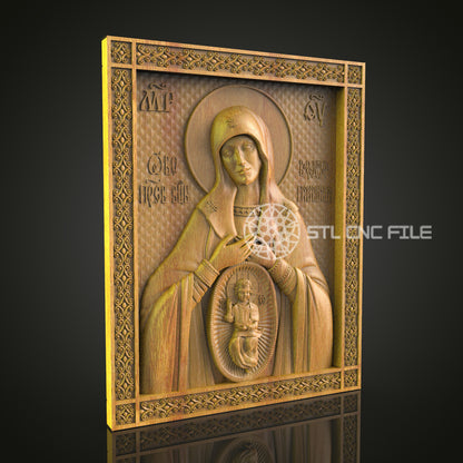 Divine Mother CNC STL File - Holy Icon with Child, Spiritual Art, CNC Router Model