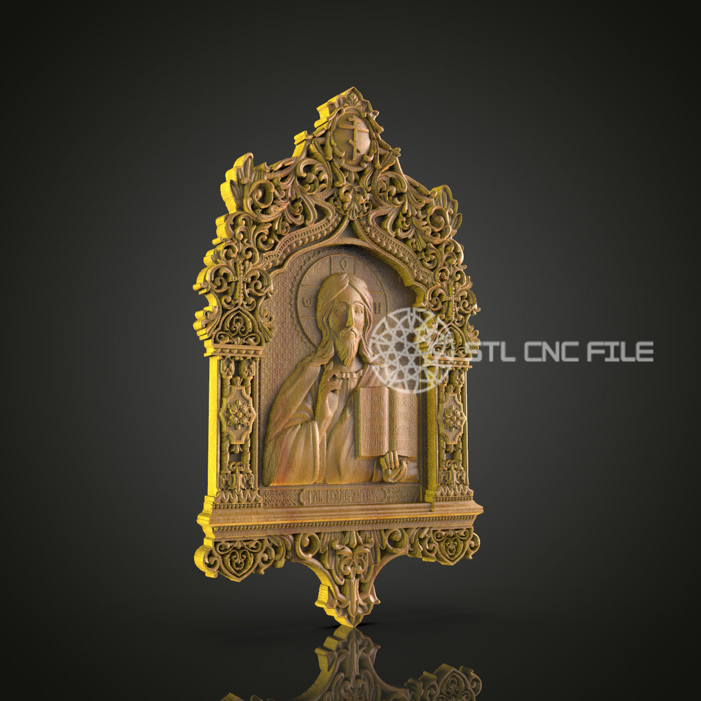 Ornate Religious CNC Router Engraved Wood Panel - Gothic Architecture Inspired Art for Home or Church Decor