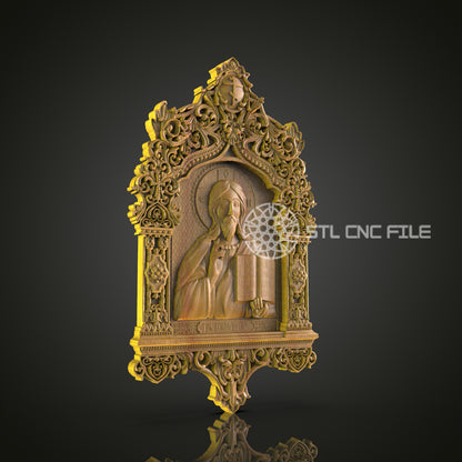 Ornate Religious CNC Router Engraved Wood Panel - Gothic Architecture Inspired Art for Home or Church Decor