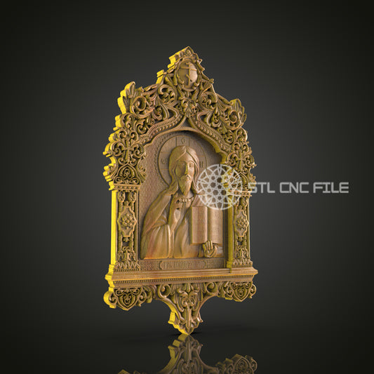 Ornate Religious CNC Router Engraved Wood Panel - Gothic Architecture Inspired Art for Home or Church Decor