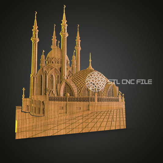 Majestic Mosque CNC STL File - 3D Printable Islamic Architecture for Artcam, Aspire - Spiritual Decor