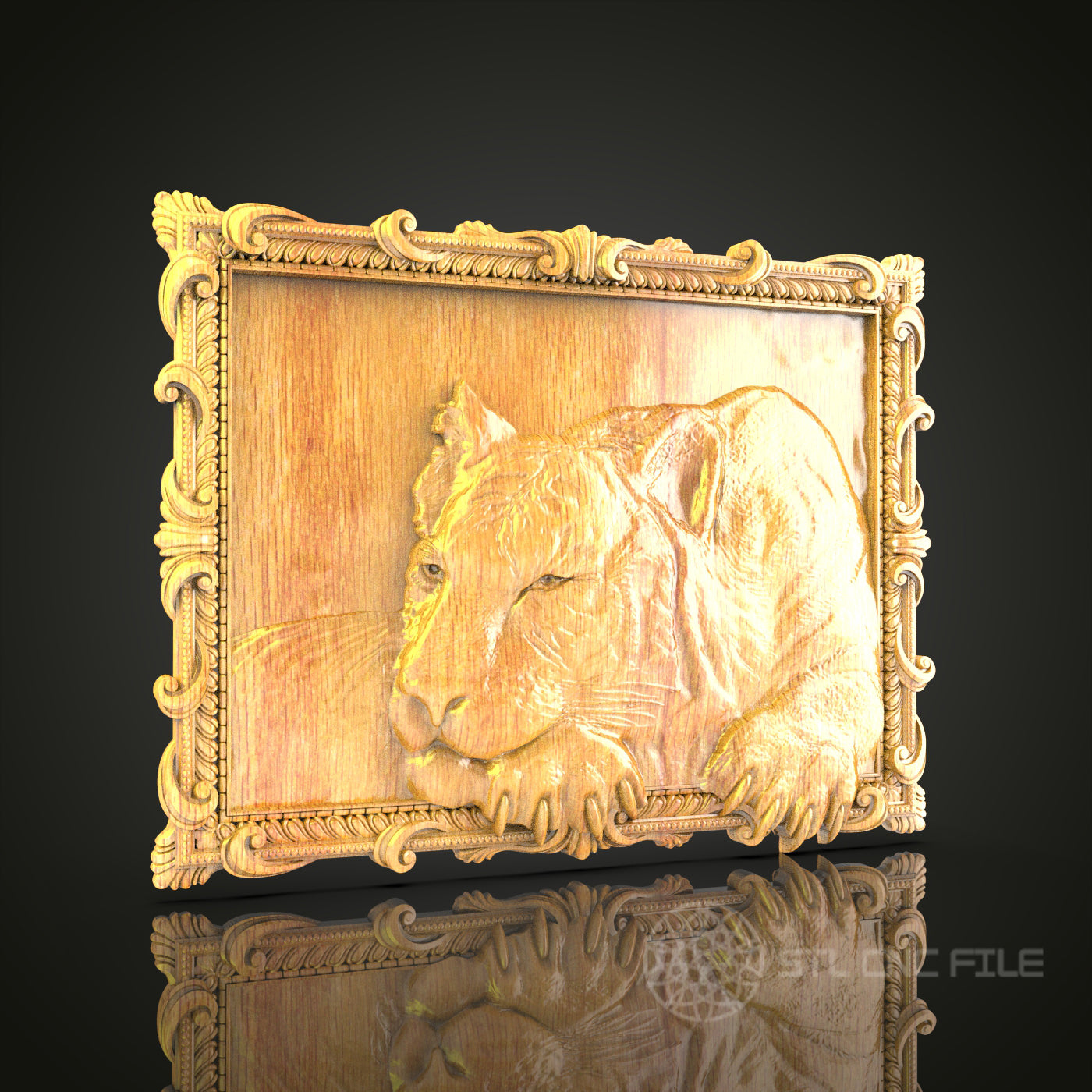 Majestic Lion Relief STL Model for CNC Router - Regal Animal Wall Art, Artcam, Aspire Compatible, Wood Carving