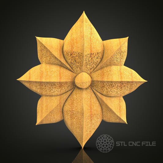 Star-Shaped Floral Decor STL Model for CNC Router, Compatible with Artcam, Aspire - Elegant Wall Art