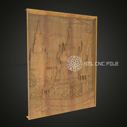 Steampunk Cityscape STL Model for CNC - Intricate Wood Carving of Iconic Landmarks