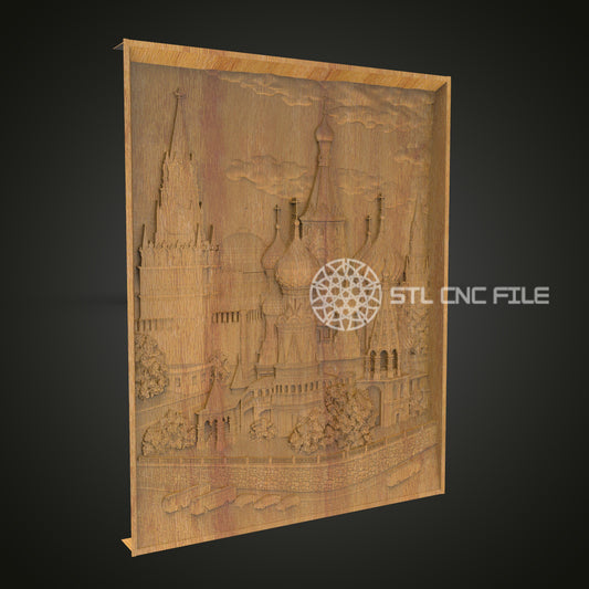Steampunk Cityscape STL Model for CNC - Intricate Wood Carving of Iconic Landmarks