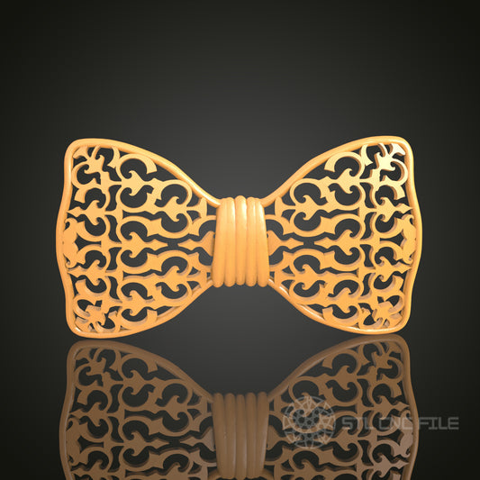 Intricate Filigree Bow Tie STL Model, CNC Router File for Elegant Accessories and Projects