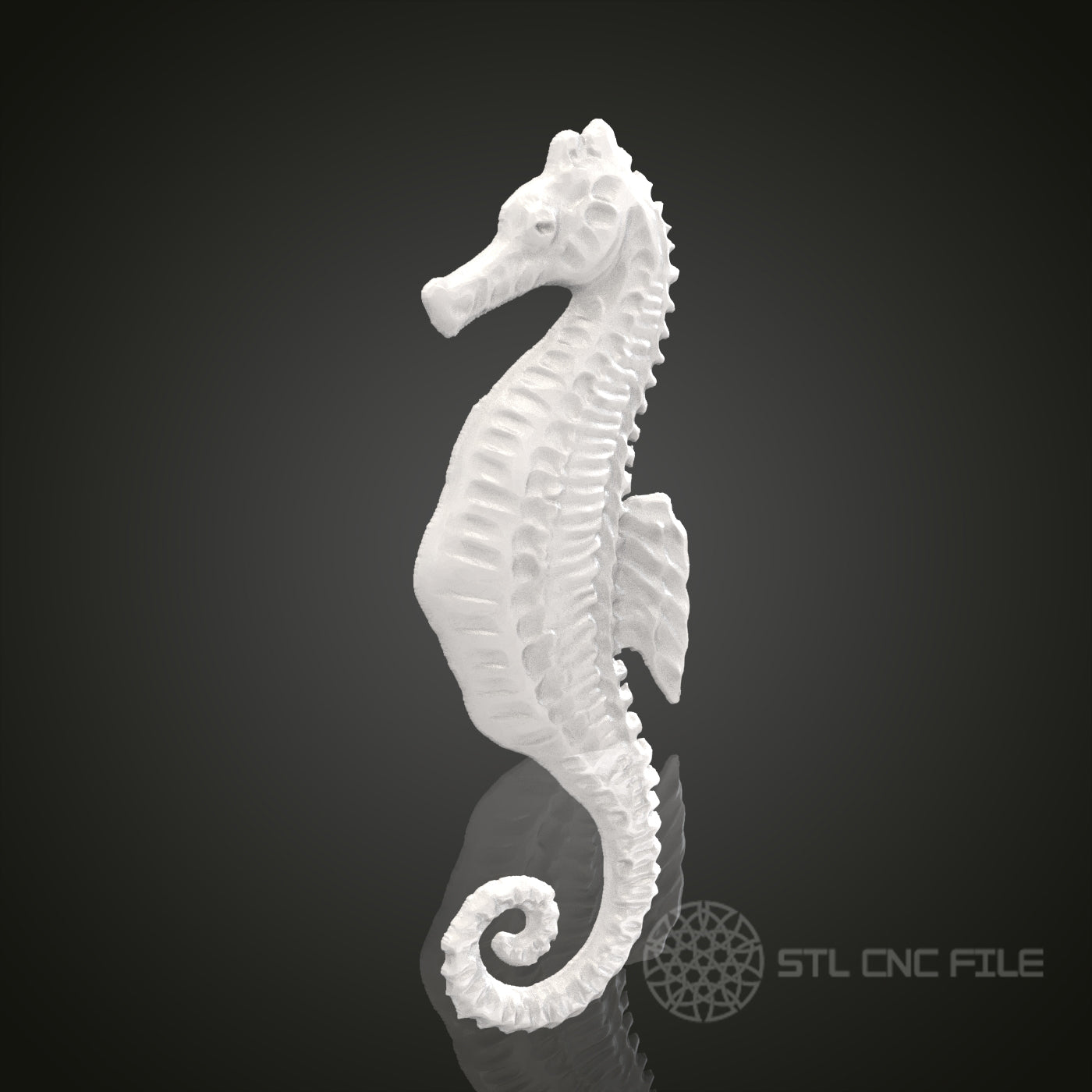 Intricate Seahorse STL Model for CNC Router Engraver | Artcam & Aspire Compatible | 3D Printer Ready | Wood Art Wall Decor