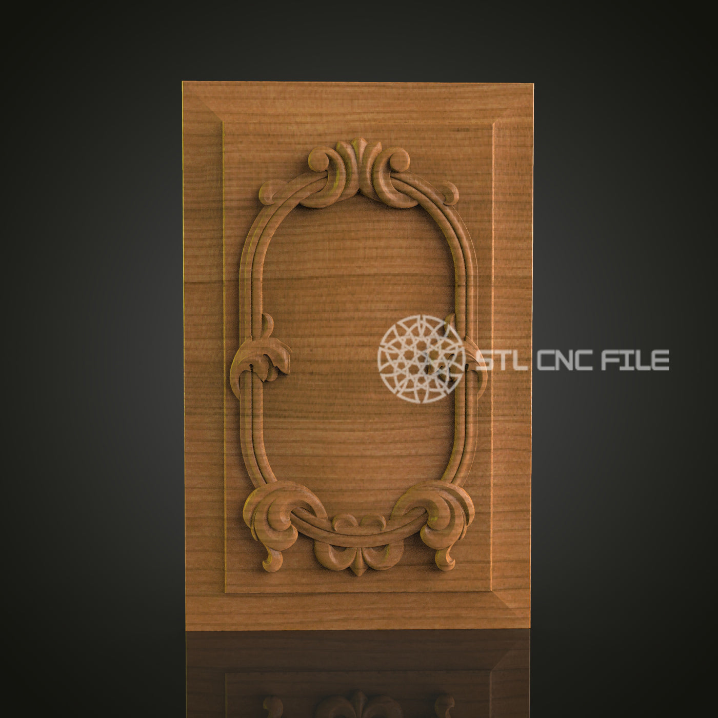 Elegant 3D Carved Oval Frame Panel STL File for CNC and 3D Printing - Decorative Relief Art, Home Decor, Digital Download