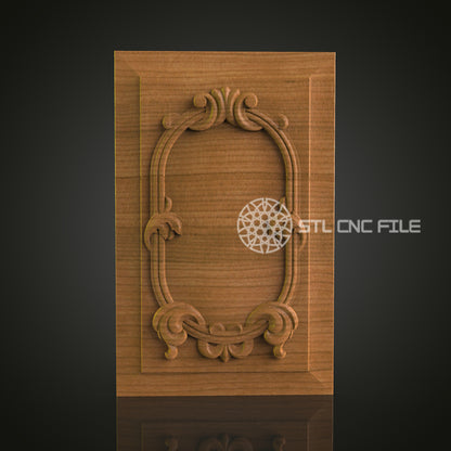 Elegant 3D Carved Oval Frame Panel STL File for CNC and 3D Printing - Decorative Relief Art, Home Decor, Digital Download