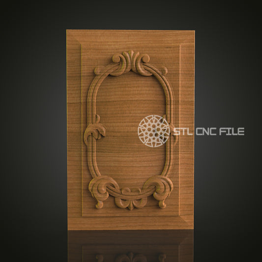 Elegant 3D Carved Oval Frame Panel STL File for CNC and 3D Printing - Decorative Relief Art, Home Decor, Digital Download