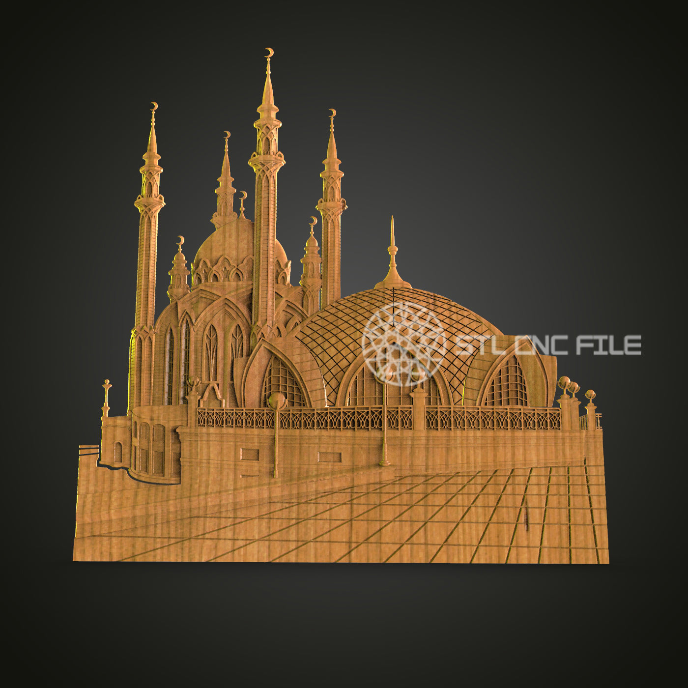 Majestic Mosque CNC STL File - 3D Printable Islamic Architecture for Artcam, Aspire - Spiritual Decor