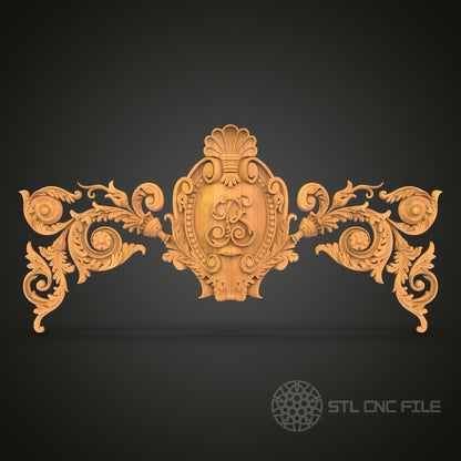 Baroque Scrollwork STL File for CNC - Ornate Rococo 3D Wood Carving Design