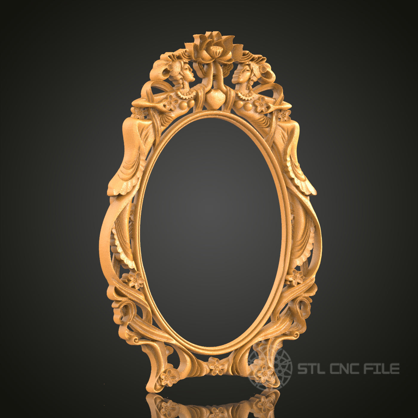 Art Nouveau Inspired Oval Frame STL Model – Ideal for CNC and 3D Printing Projects