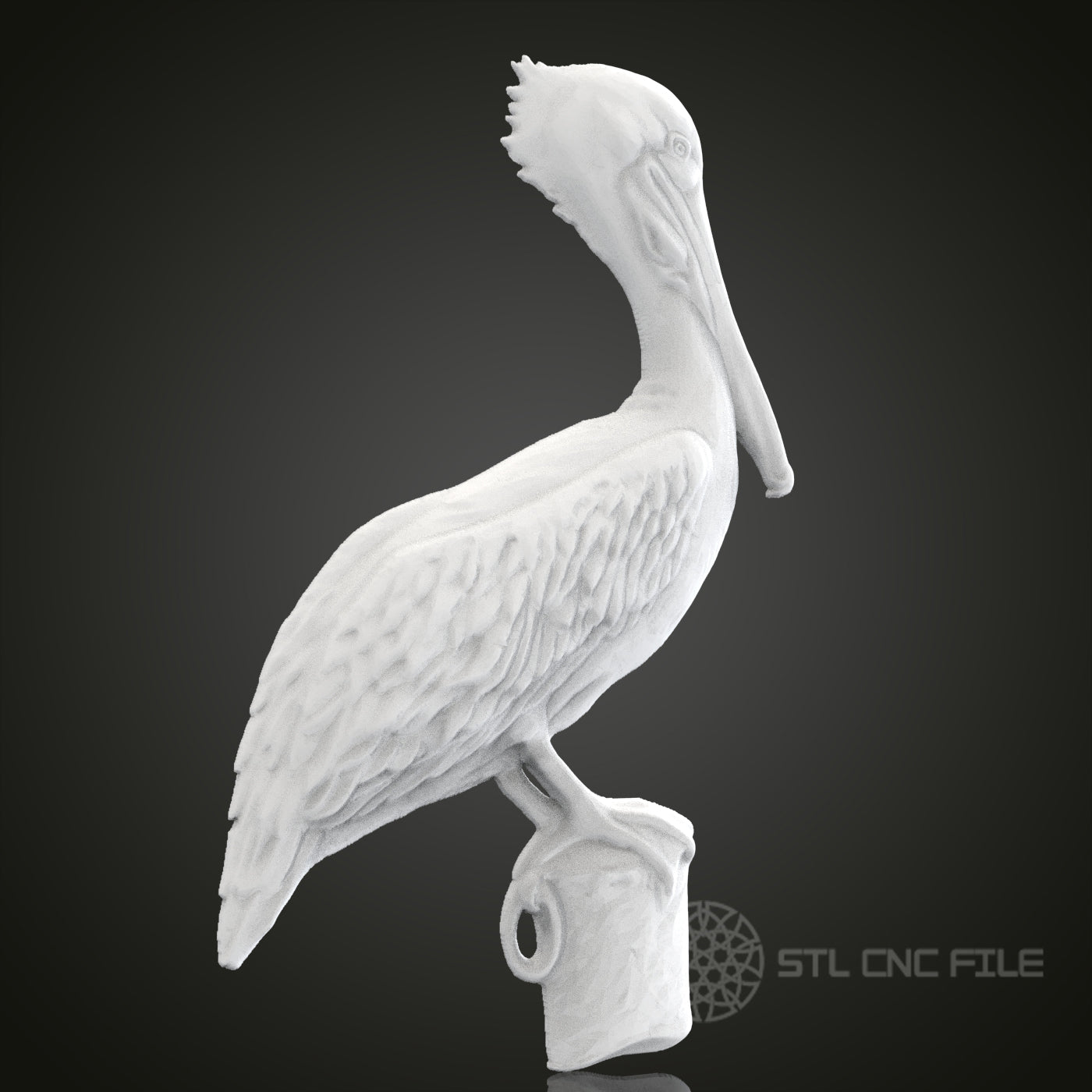 Pelican STL Model for CNC Router Engraver | Artcam & Aspire Compatible | 3D Printer Ready | Detailed Wood Art Decor
