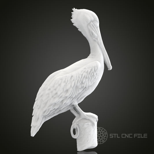 Pelican STL Model for CNC Router Engraver | Artcam & Aspire Compatible | 3D Printer Ready | Detailed Wood Art Decor