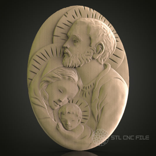 Holy Family 3D STL Model for CNC Router and 3D Printer - Inspirational Wall Art with PDF Download Link
