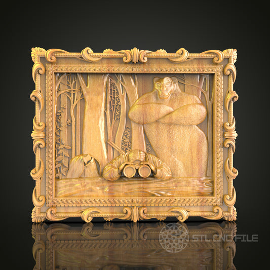 Forest Goddess and Snails 3D Relief STL File for CNC Routers, Mythical Wood Wall Art