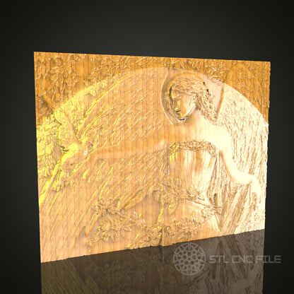 Winged Nature Goddess Wall Art - 3D STL File for CNC Wood Carving