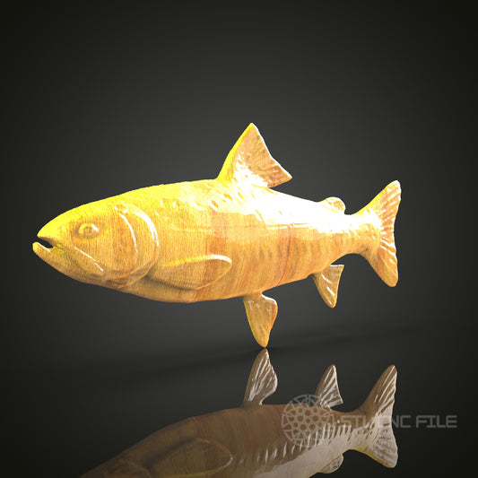 Fish 3D STL Model for CNC Router - Aquatic Life Wood Carving Digital File, Marine Art Decor