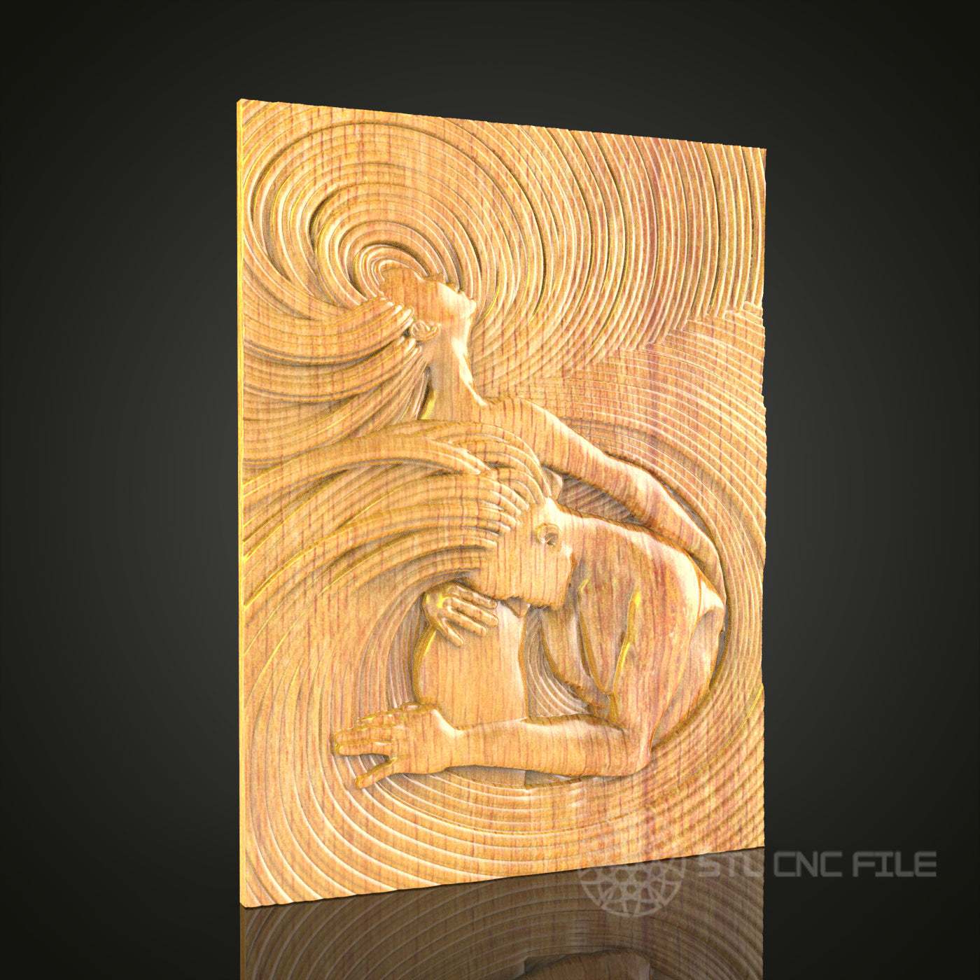 Spiritual Harmony Wood Carving - CNC Router STL Model for Wall Decor