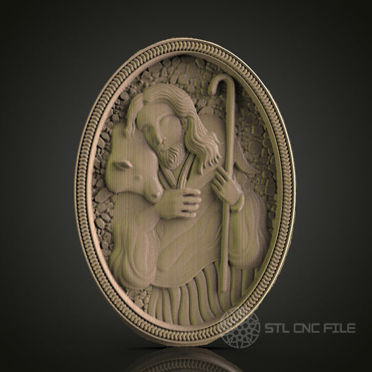 Good Shepherd 3D STL Model for CNC Router and 3D Printer - Spiritual Wall Art with PDF Download Link