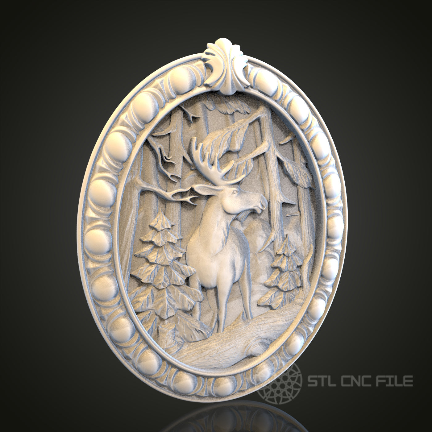 Deer Forest Relief STL Model for CNC Router Engraver, Artcam, Aspire, Wood Wall Decor, 3D Printer