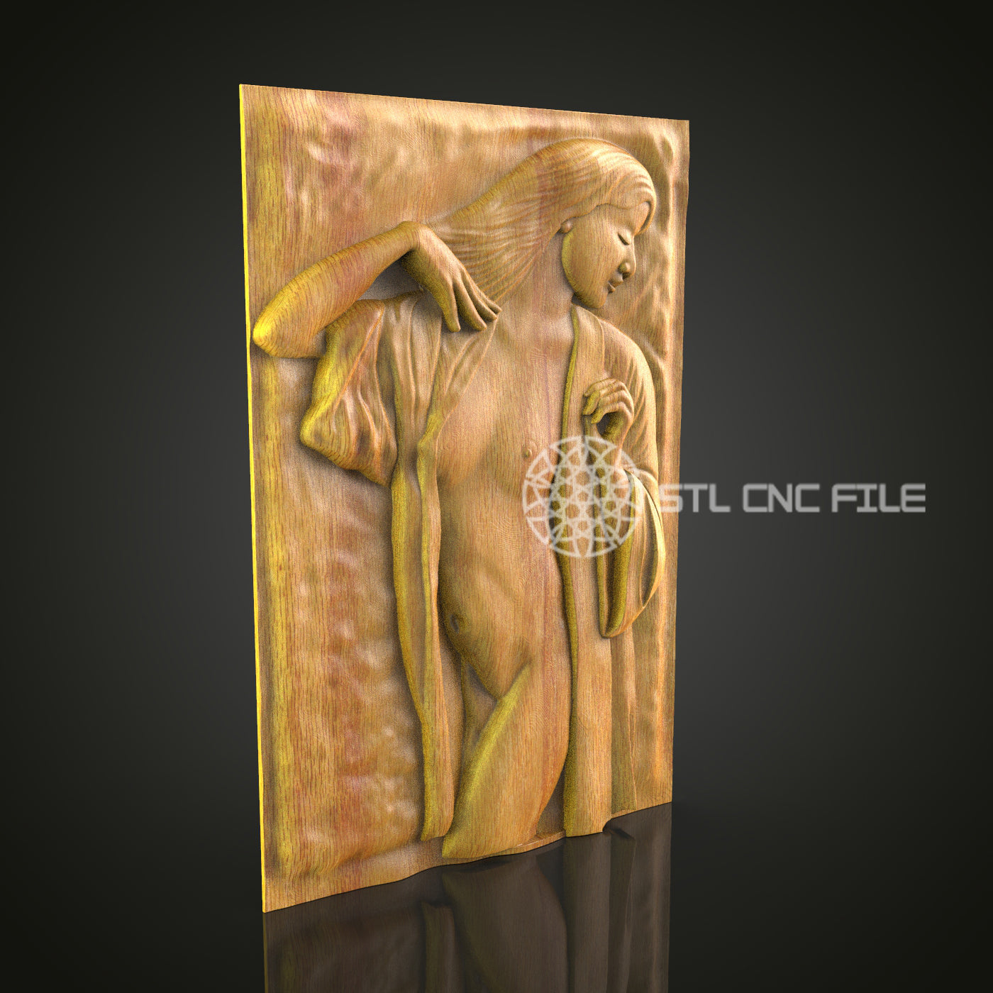 Elegant 3D Carved Woman Relief STL File for CNC and 3D Printing - Artistic Wall Decor, Digital Download