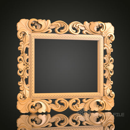 Elegant Ornate Square Frame STL Model for CNC Router Engraver and 3D Printer - Wall Decor