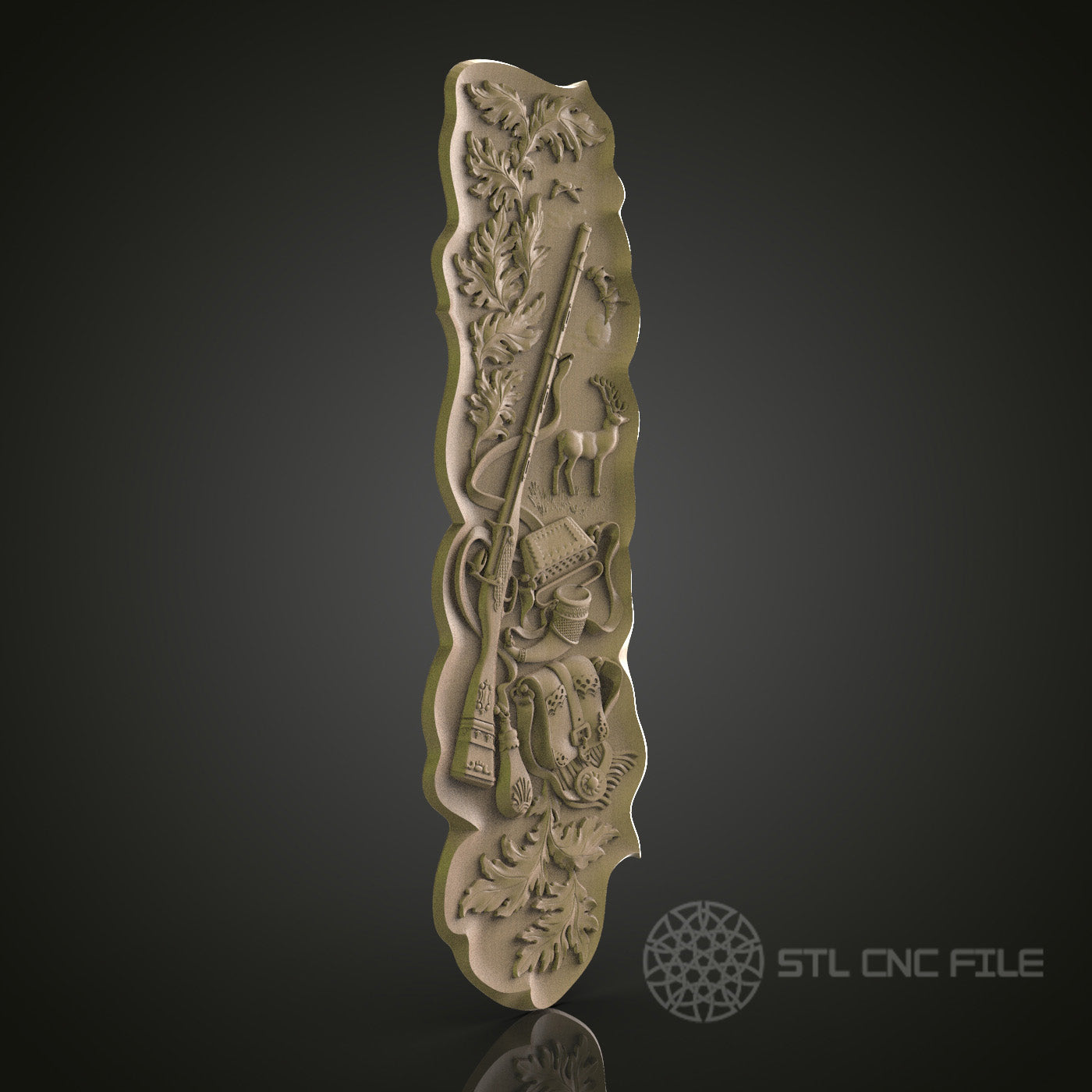 Hunting Scene Relief Art STL Model for CNC Router Engraver - Wood Art Wall Decor - 3D Printer File for Artcam and Aspire