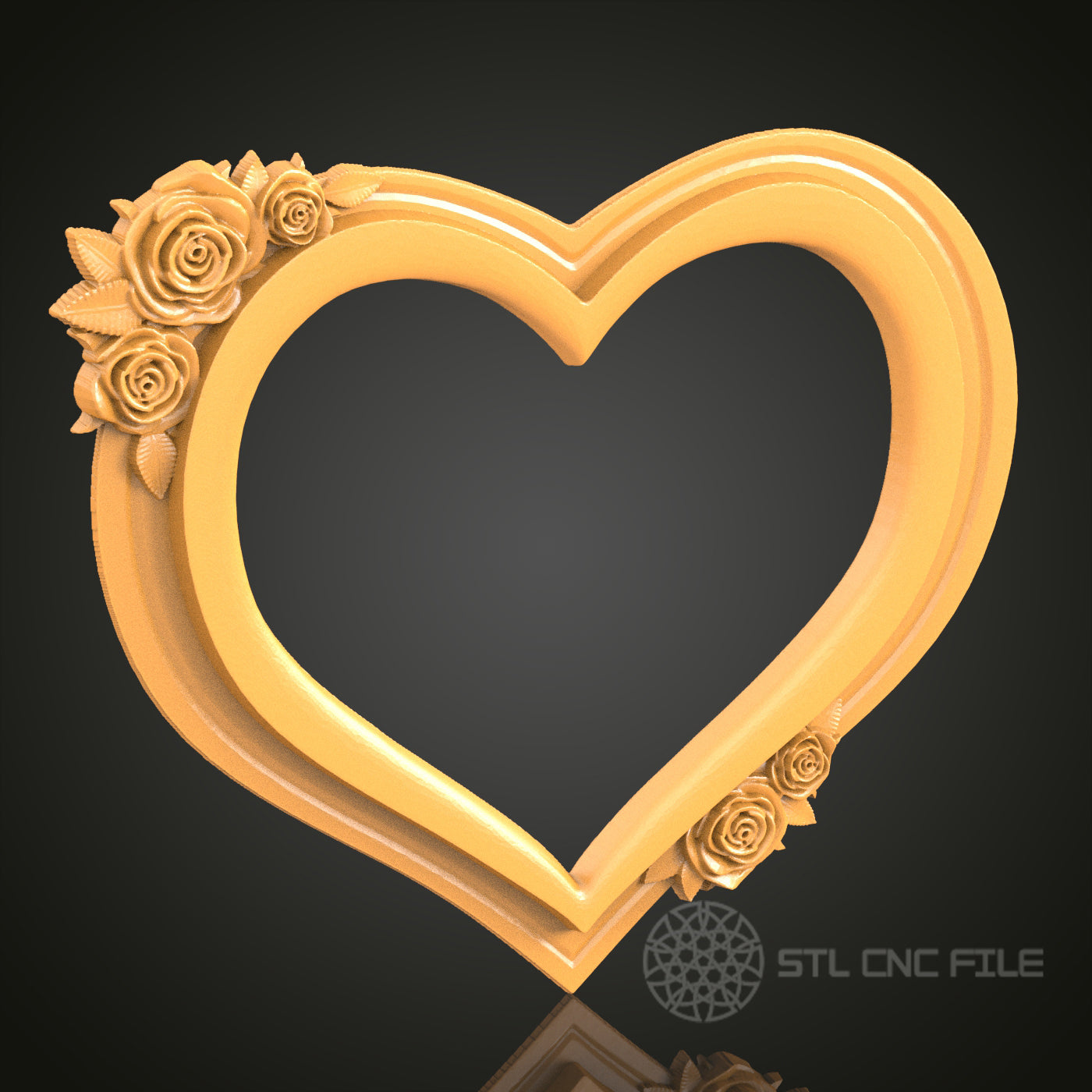 Heart-Shaped Ornate Frame STL Model for CNC Router Engraver, Artcam, Aspire, Wood Art, Wall Decor, 3D Printer