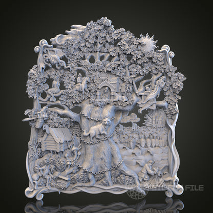Fantasy Tree of Life Relief STL Model for CNC Router Engraver, Artcam, Aspire, Wood, Wall Decor
