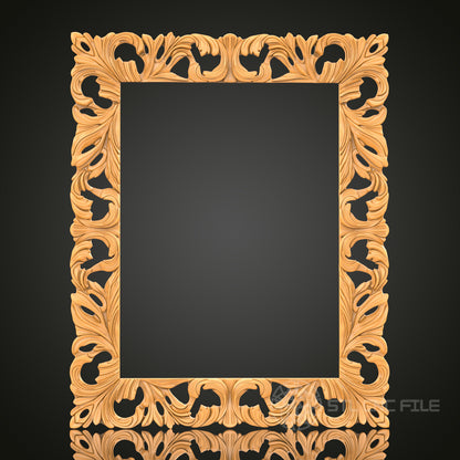 Elegant Leafy Rectangular Frame STL Model for CNC Router Engraver and 3D Printer - Wall Decor