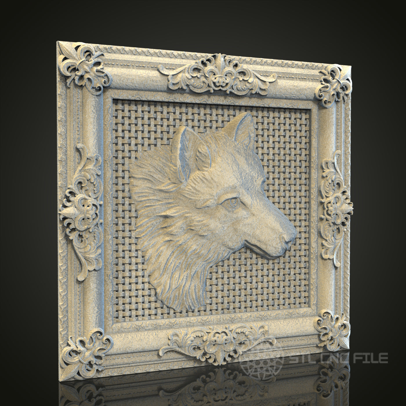 Regal Wolf Head Relief STL Model for CNC and 3D Printing, Artcam, Aspire, Wall Decor