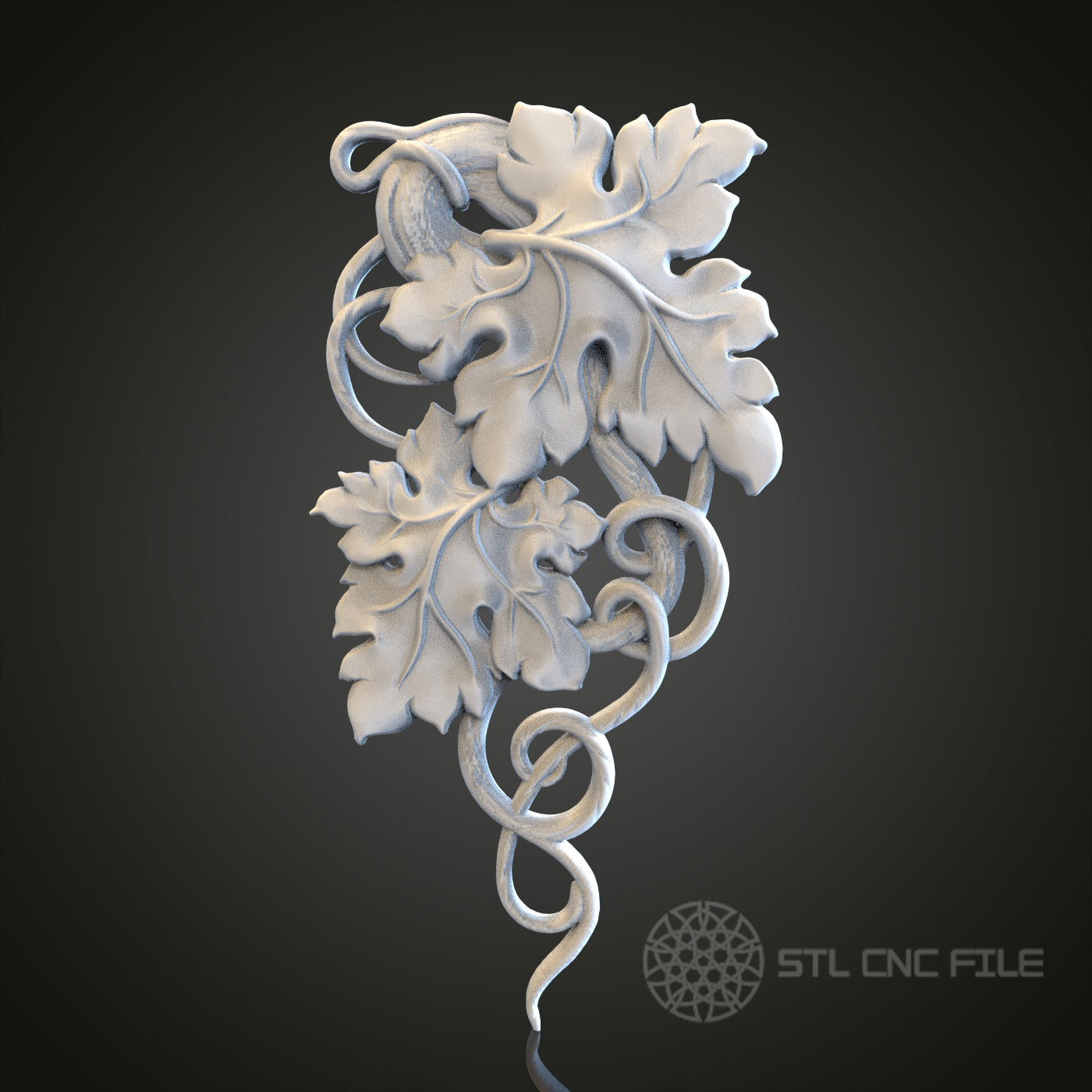 Leafy Vine Relief STL Model for CNC Router Engraver, Artcam, Aspire, Wood, Wall Decor
