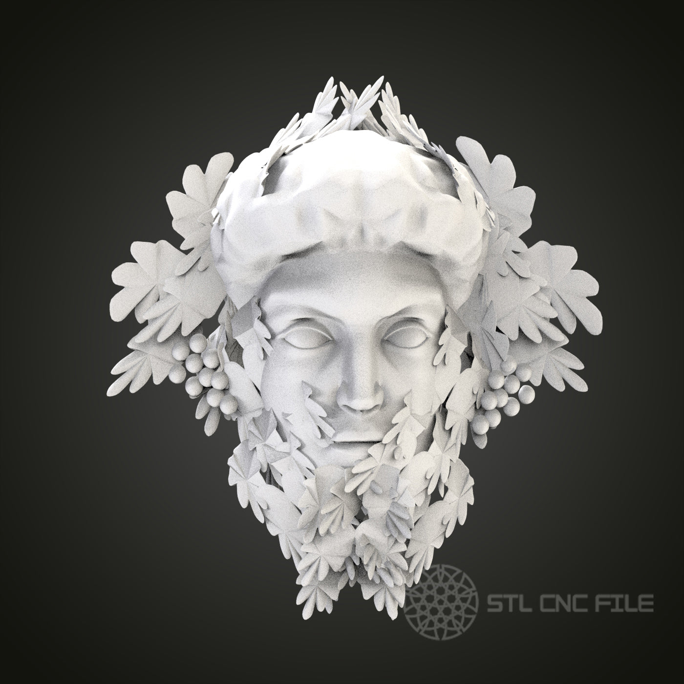 Mythical Green Man Relief STL Model for CNC Router Engraver, Artcam, Aspire, Wood Art Wall Decor