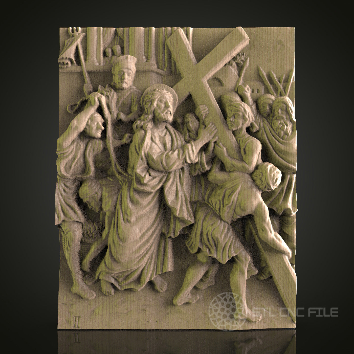 Biblical Crucifixion Scene Wall Art - STL Model for CNC Router, Engraver, Aspire, Artcam, 3D Printer