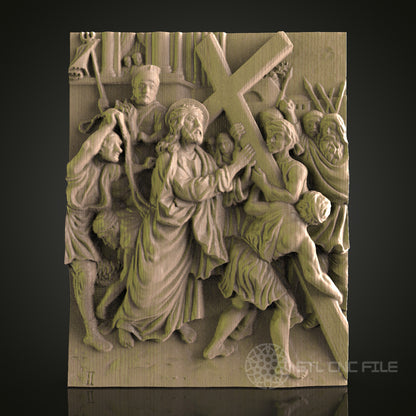 Biblical Crucifixion Scene Wall Art - STL Model for CNC Router, Engraver, Aspire, Artcam, 3D Printer